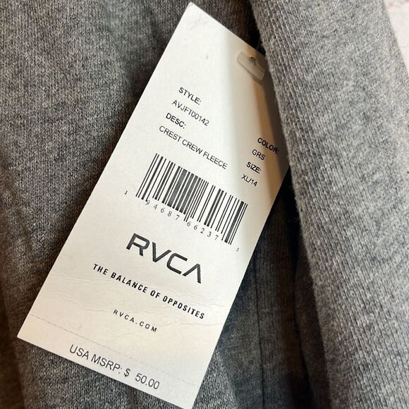 RVCA NWT XL/14 LONG SLEEVE SWEATSHIRT GRAY - Picture 3 of 8